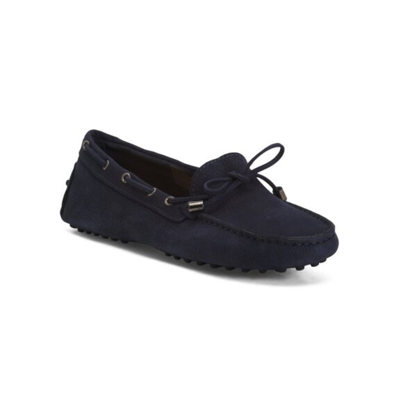 ANTICA CUOIERIA Blue Made In Italy Suede Drivers - Picture 1 of 2